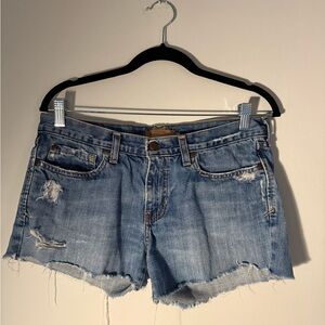 Low-Rise Abercrombie & Fitch Distressed Blue Denim Cut-off Shorts
